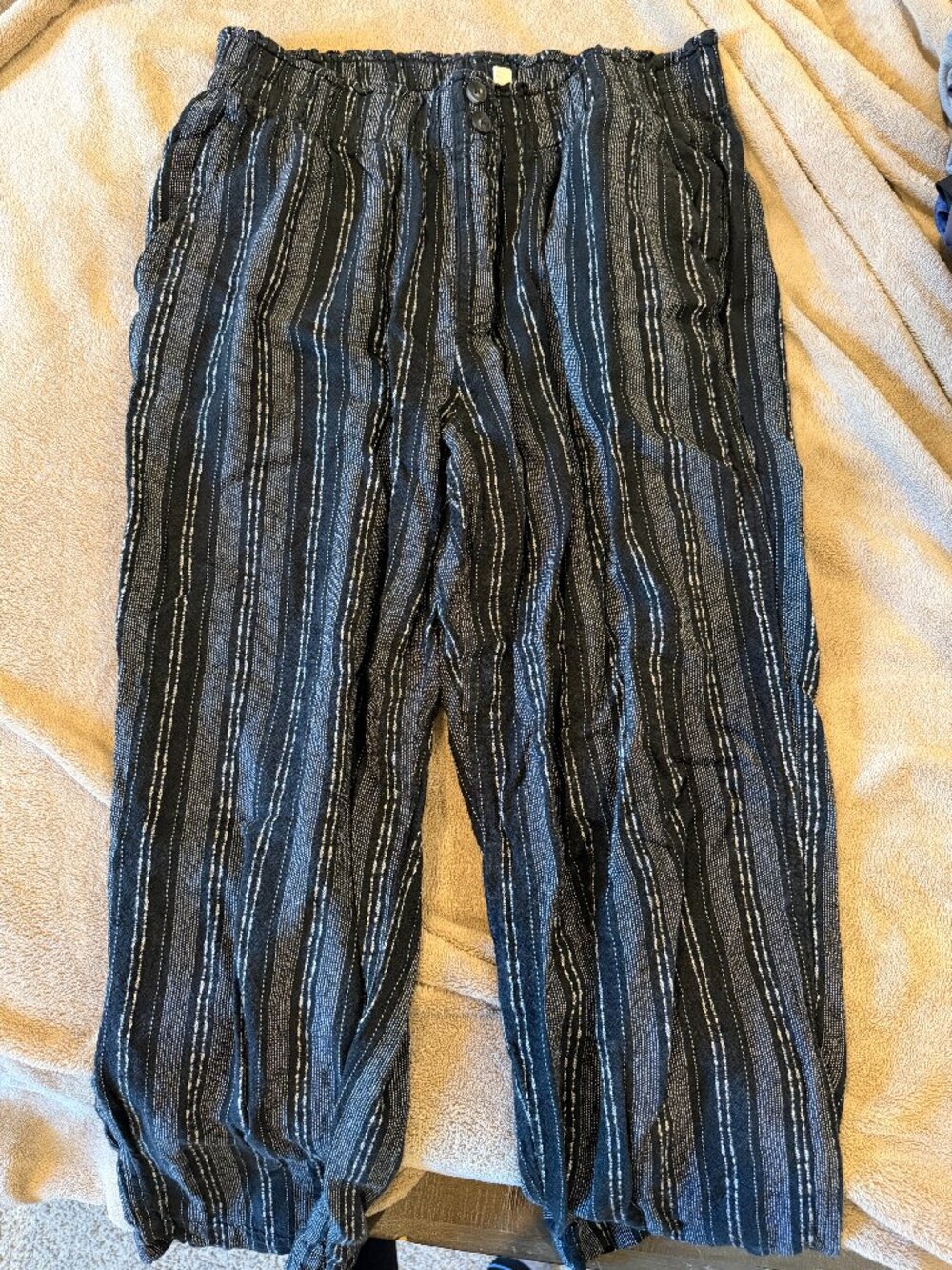 Briggs Wide Leg Professional Pants, Black and White Striped